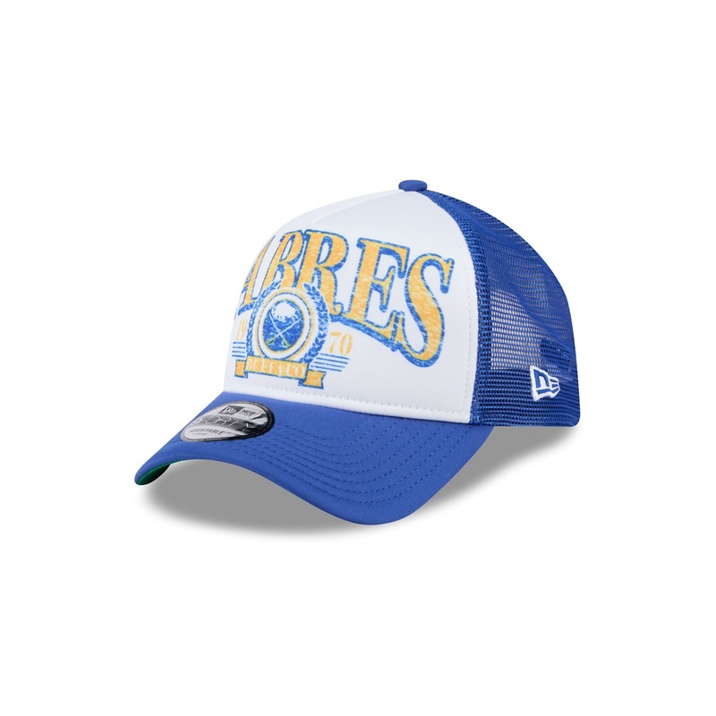 Buffalo Sabres Distressed 9FORTY A-Frame Trucker Hat One Size