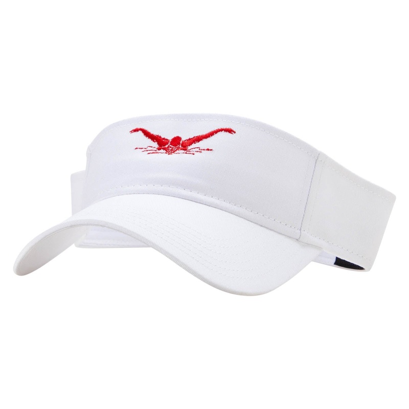 Butterfly Stroke Embroidered Cotton Twill Sun Visor White One Size