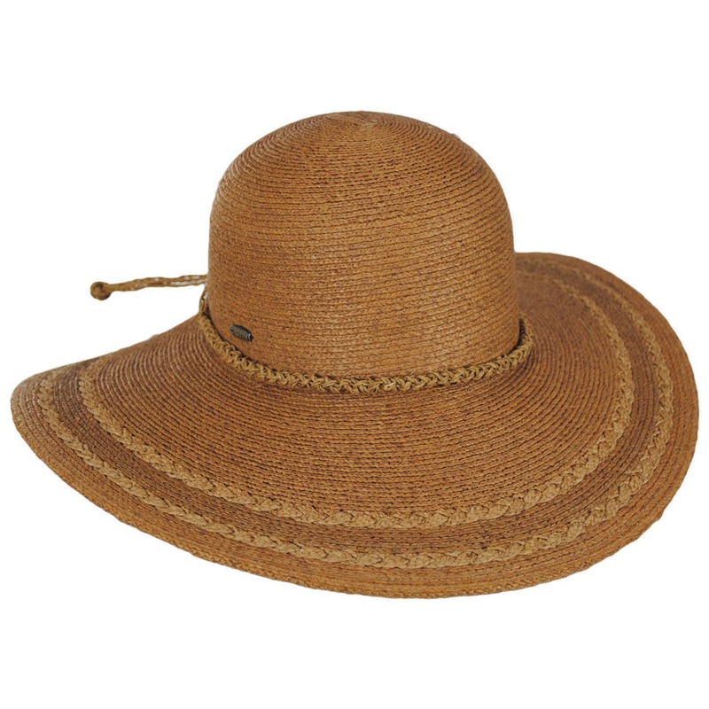 Crown Point Raffia Braid Straw Swinger Sun Hat WHEAT ONE SIZE FITS MOST