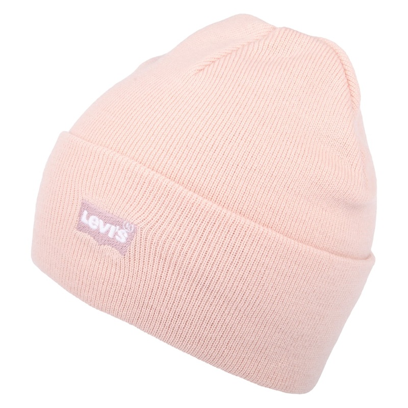 Levi’s Hats Tonal Batwing Embroidery Slouchy Beanie Hat – Pink 1-Size