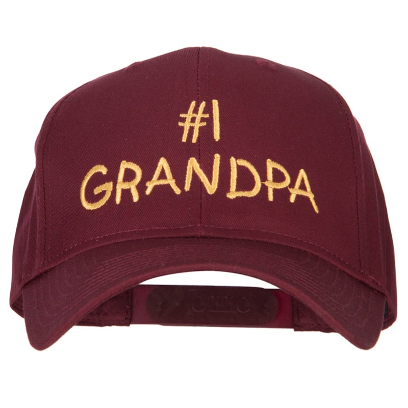 Number 1 Grandpa Letters Embroidered Solid Cotton Pro Style Cap White One Size