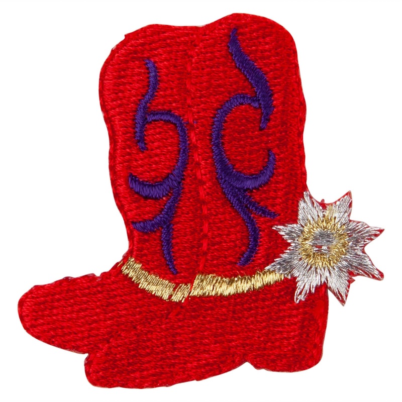 Red Hot Lady Western Boots iron on Patch Red Purple One Size