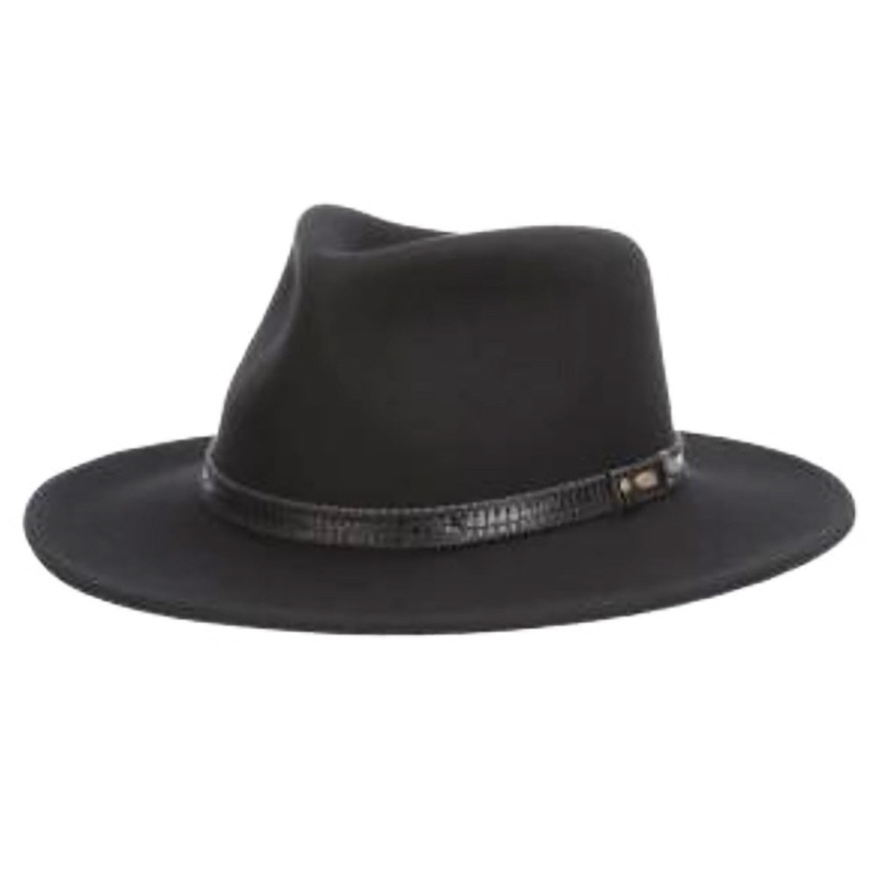 Rosebery Crushable Water Repellent Wool Outback Hat – Scala Hat Black X-Large (61 cm)