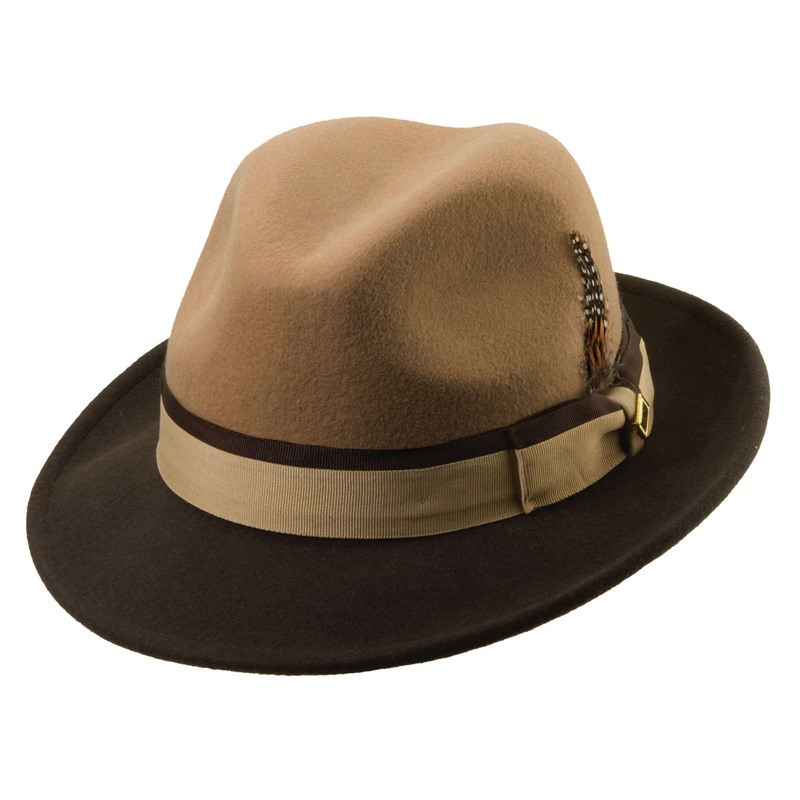 Stacy Adams Two Tone Fedora Hat Brown M