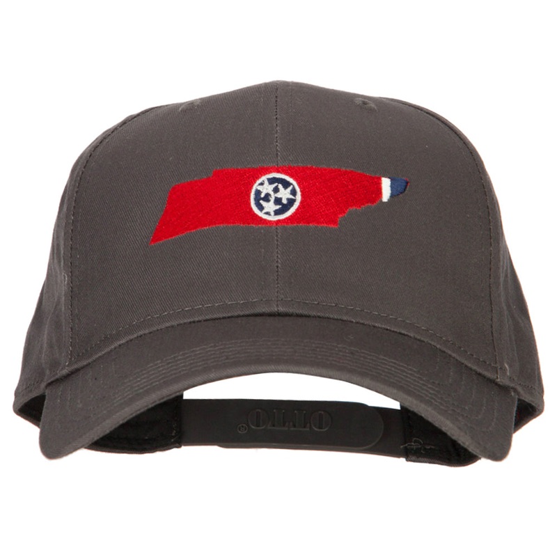 Tennessee State Flag Map Embroidered Solid Cotton Pro Cap Charcoal One Size