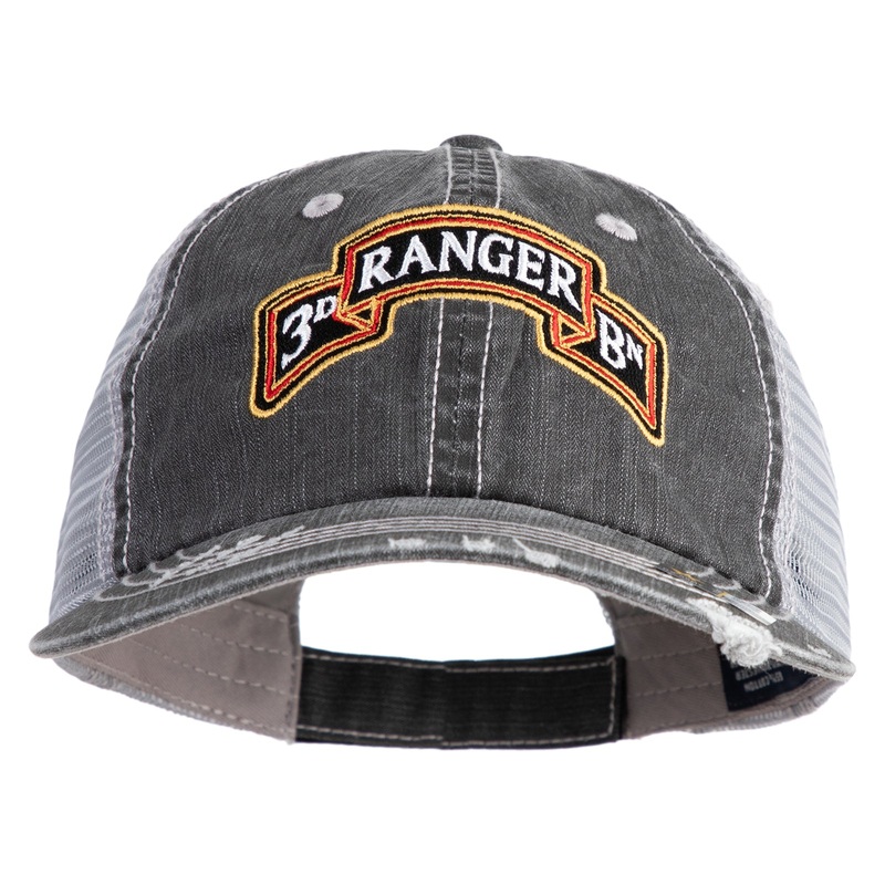 U.S. Army 3rd Ranger Battalion Embroidered Low Profile Special Cotton Mesh Cap Black One Size