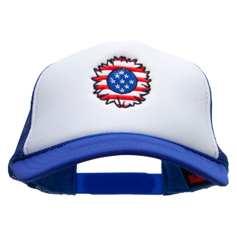 United Flower Embroidered Foam Panel Mesh Snapback Royal White One Size