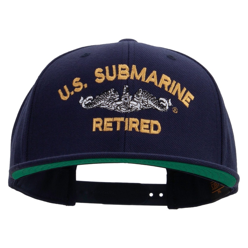 US Submarine Retired Embroidered Wool Blend Prostyle Snapback Cap Navy One Size