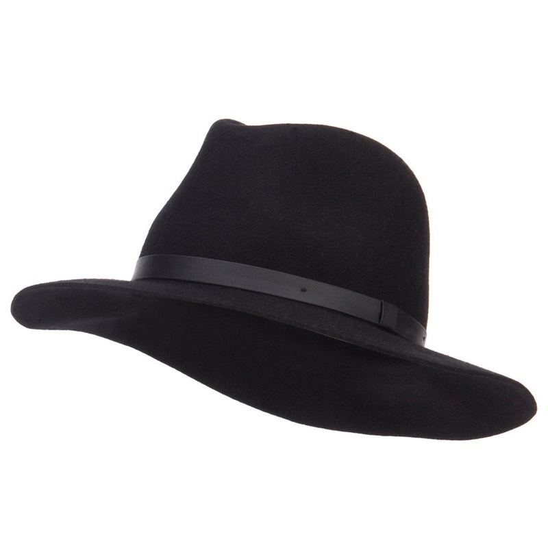 Women’s Leather Band Wool Fedora Brown One Size