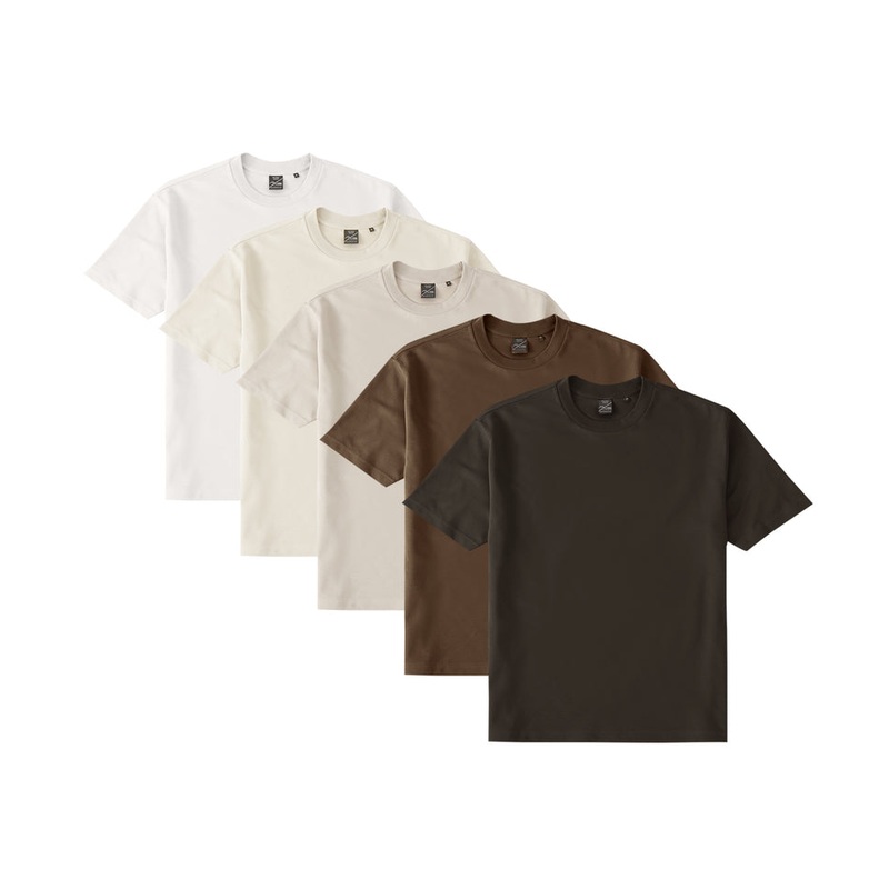 Axism 7010 Dri Ease Oversized Tee Bundles-5 SHIRTS Neutral S