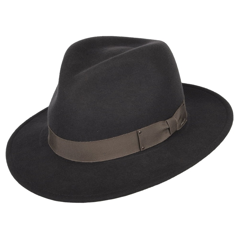 Bailey Hats Curtis Crushable Water Repellent Wool Felt Fedora Hat – Grey S