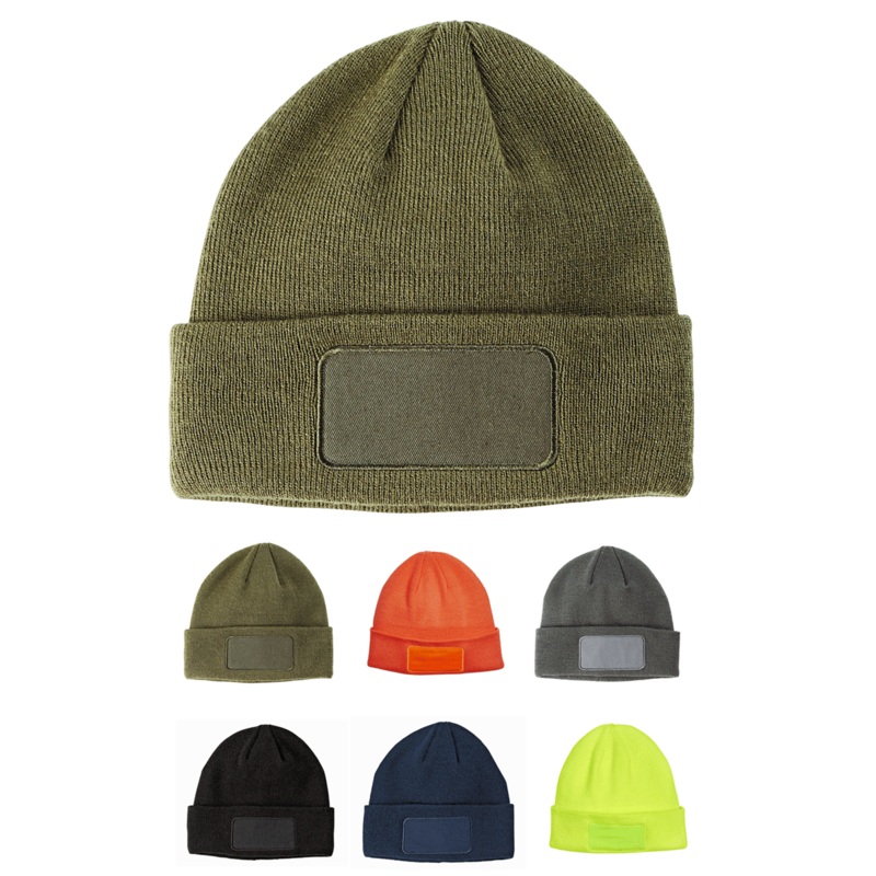 Big Accessories BA527 Patch Beanie, Knit Cap Black