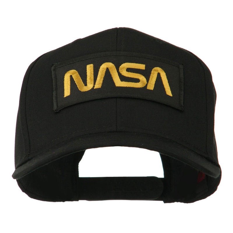 Black NASA Embroidered Patched High Profile Cap Black One Size