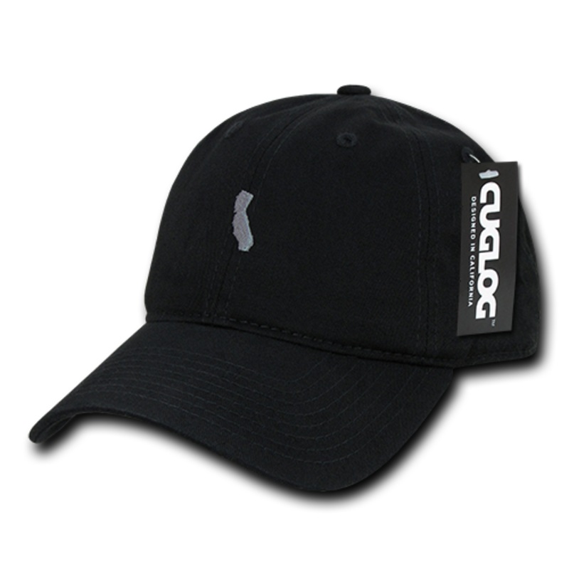 California Map Baseball Cap Dad Hat, Black Black