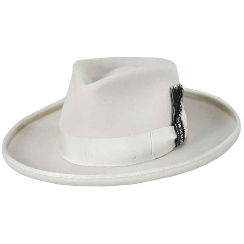 Cote Pencil Curl Brim Wool Felt Fedora Hat BEIGE 6 7/8