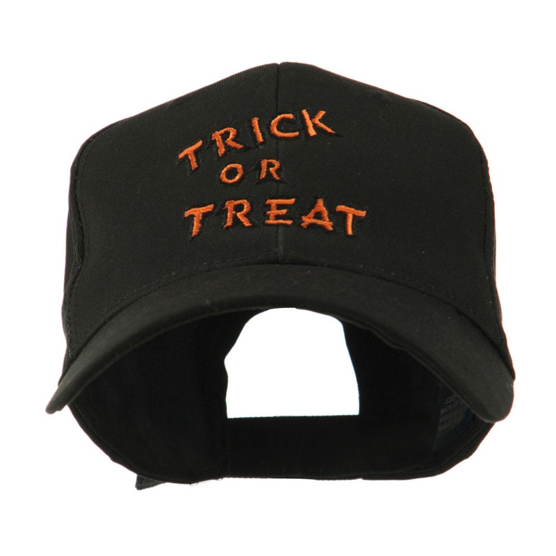 Halloween Orange Trick or Treat Embroidered Cap Black One Size
