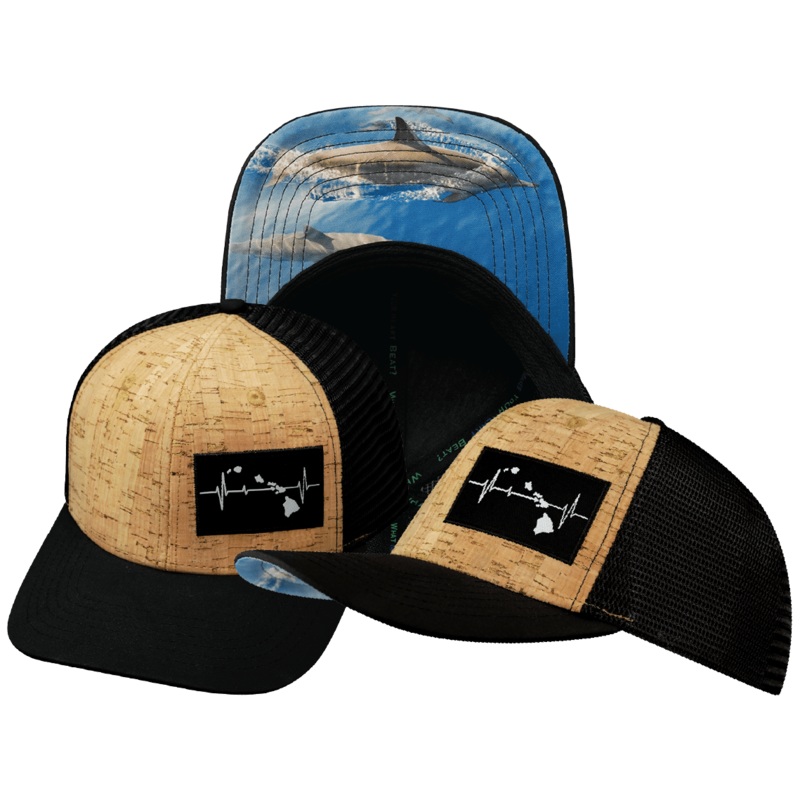 Hawaii Hat – Baseball Hat Fit – Cork – Black – Trucker Mesh
