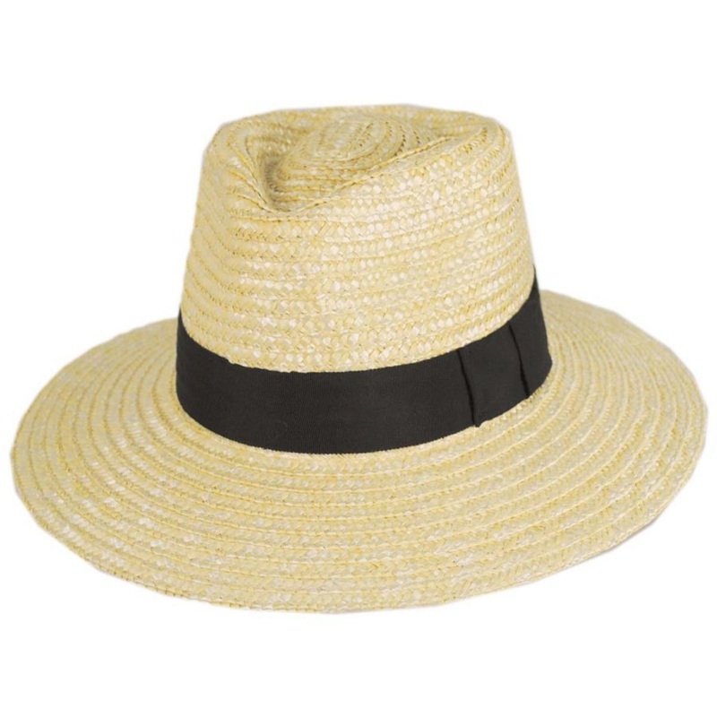 Joanna Petite Brim Wheat Straw Fedora Hat HONEY/WHITE FLORAL XS