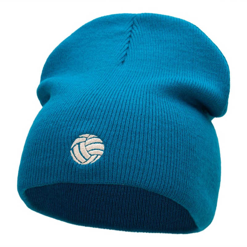 Little Vollyball Embroidered Short Beanie Turquoise One Size