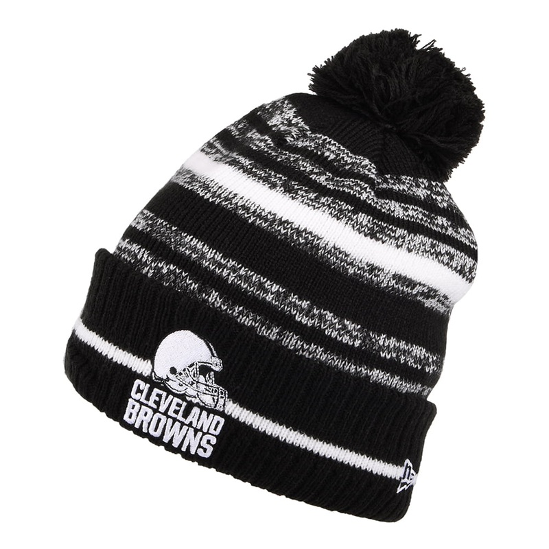 New Era Cleveland Browns Bobble Hat – NFL Sport Knit – Black-White 1-Size