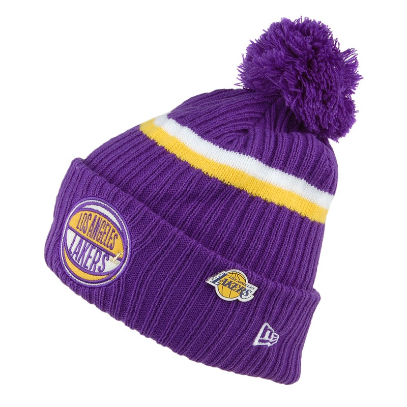 New Era L.A. Lakers Knit Cuff Bobble Hat – NBA Draft OTC – Purple 1-Size