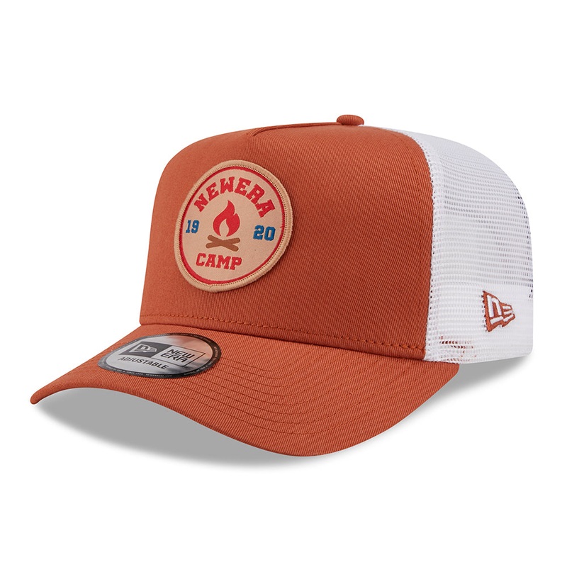 New Era NE Camp Patch A-Frame Trucker Cap – Burnt Orange Adjustable