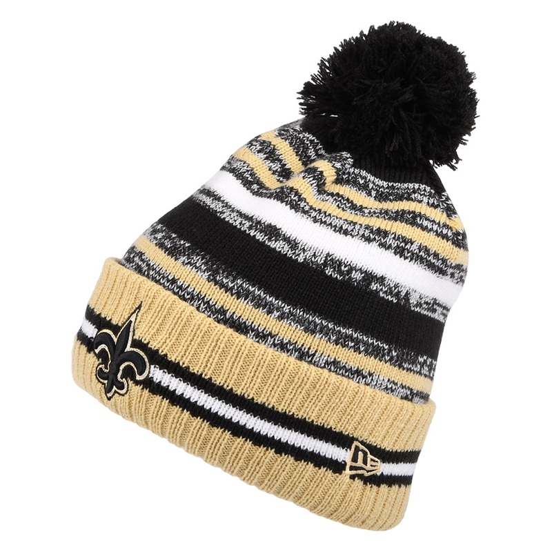 New Era New Orleans Saints Bobble Hat – NFL Sport Knit OTC – Black-Gold 1-Size