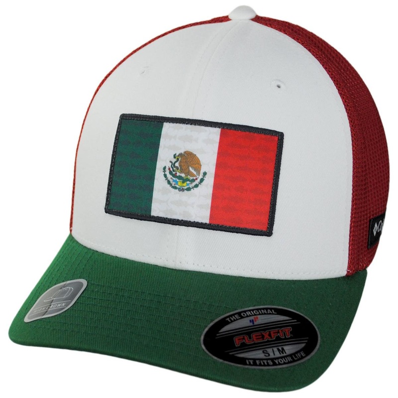 PFG Mexico Flag Mesh Flexfit Fitted Baseball Cap WHITE S/M