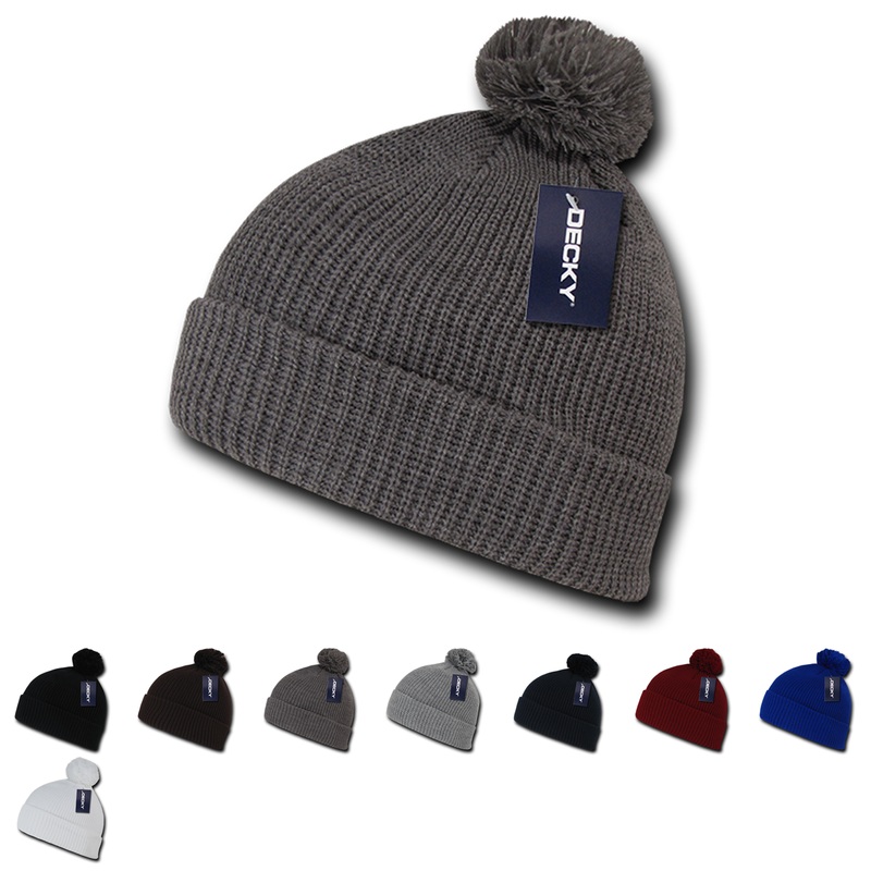Pom Pom Knit Beanie Cap – Decky 686 Black