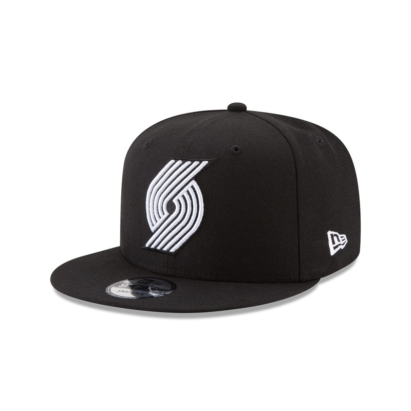 Portland Trail Blazers Basic Black & White 9FIFTY Snapback Hat One Size