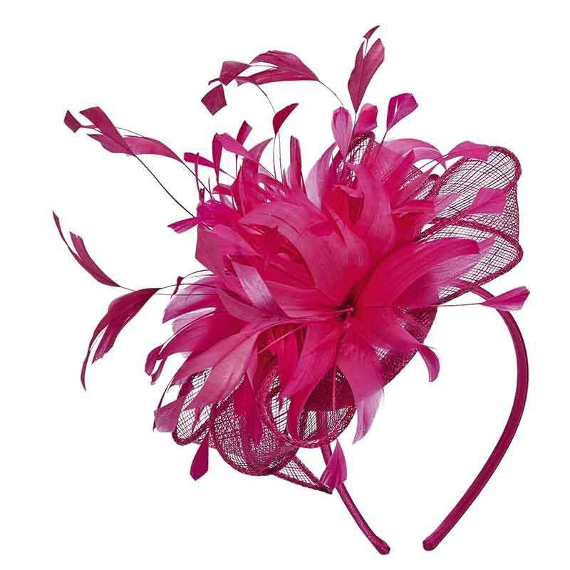Sinamay Bow with Feather Burst Fascinator – Scala Collezione Fuchsia