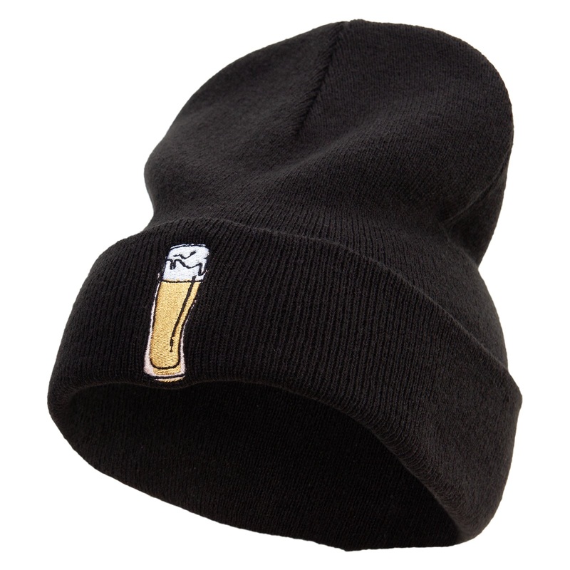 St. Patrick’s Day Beer Embroidered Big Size Acrylic Long Beanie Black XL-3XL