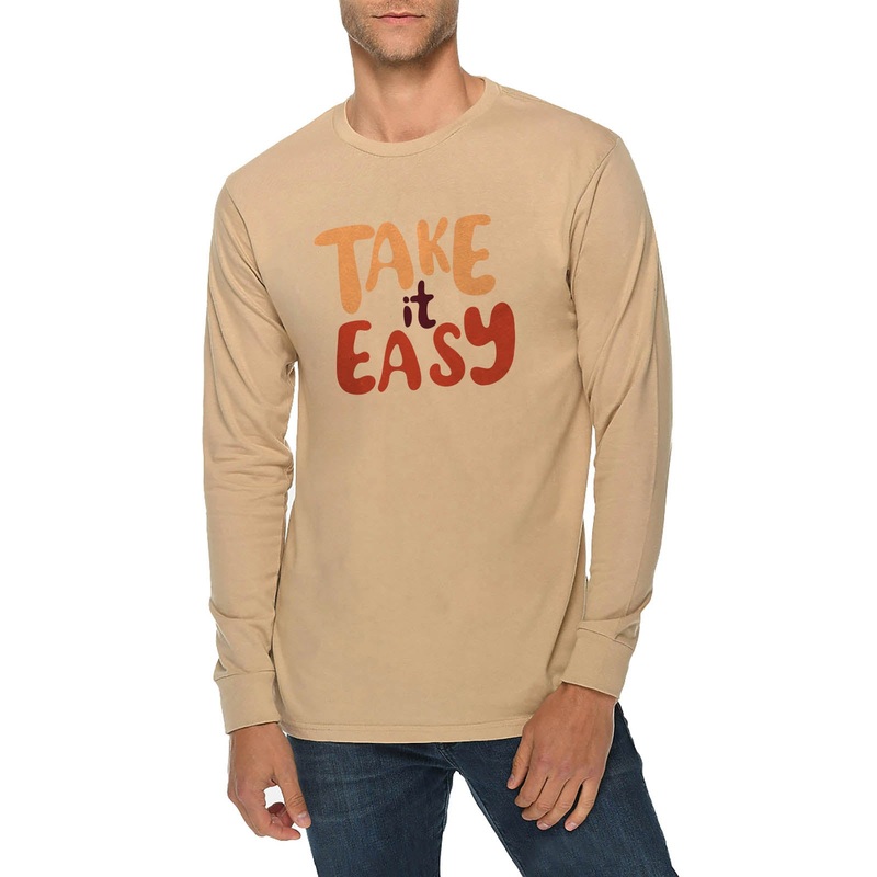 Take It Easy Graphic Long Sleeve Crewneck Tee Mushroom XS
