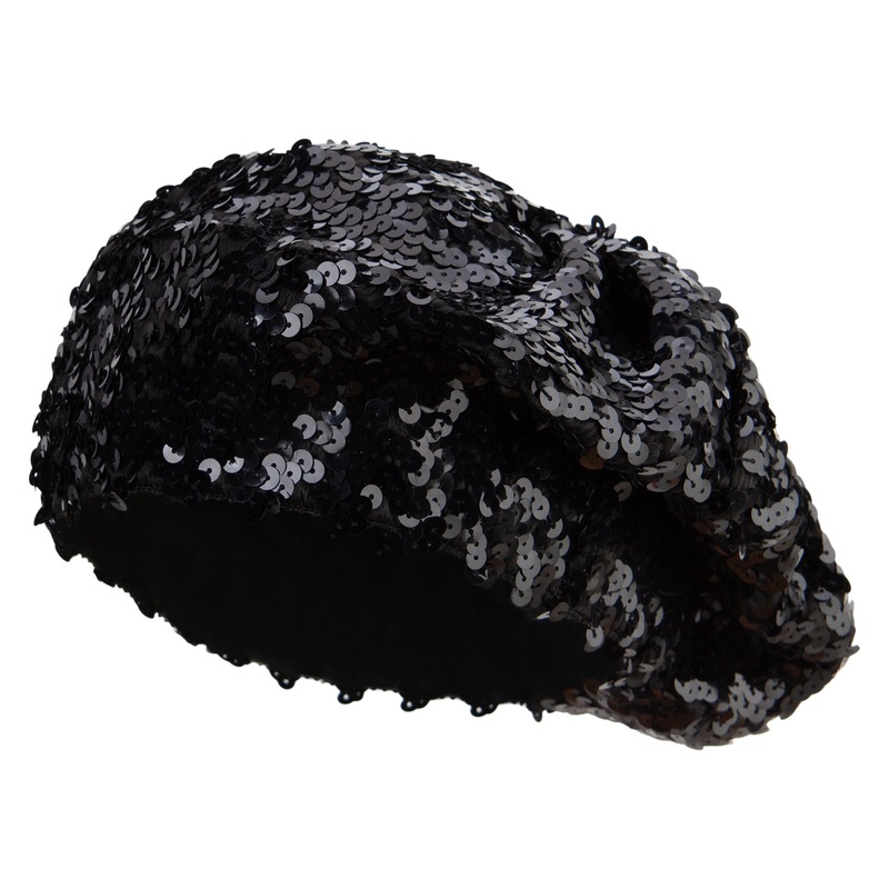 Women’s Sequin Beret Hat Black One Size