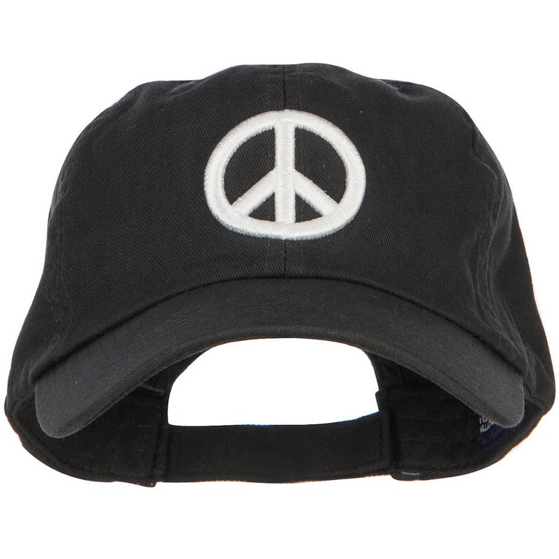 3D Peace Symbol Embroidered Low Profile Cap Black One Size