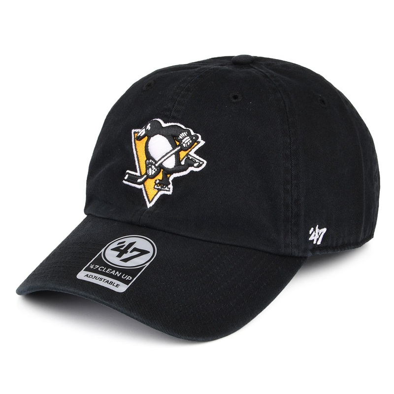 47 Brand Pittsburgh Penguins Baseball Cap – NHL Clean Up – Black Adjustable