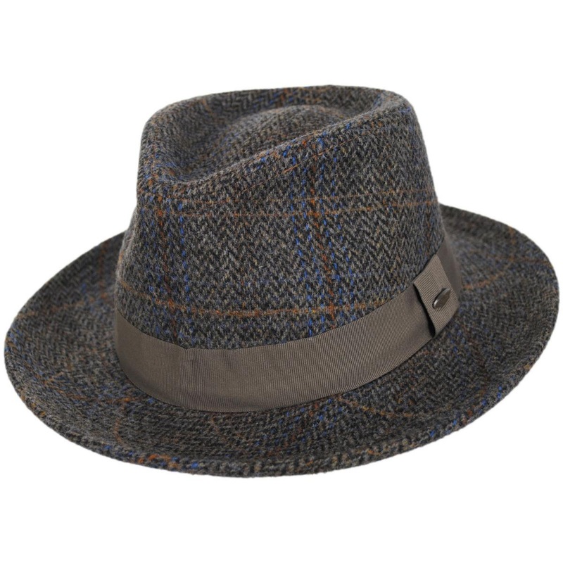 Barry Wool Blend Tweed Fedora Hat BROWN M