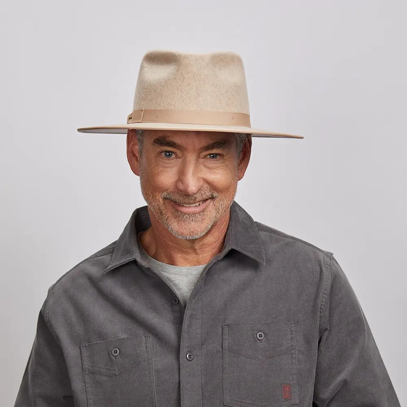 Bondi | Mens Wide Brim Felt Fedora Hat Oatmeal LG