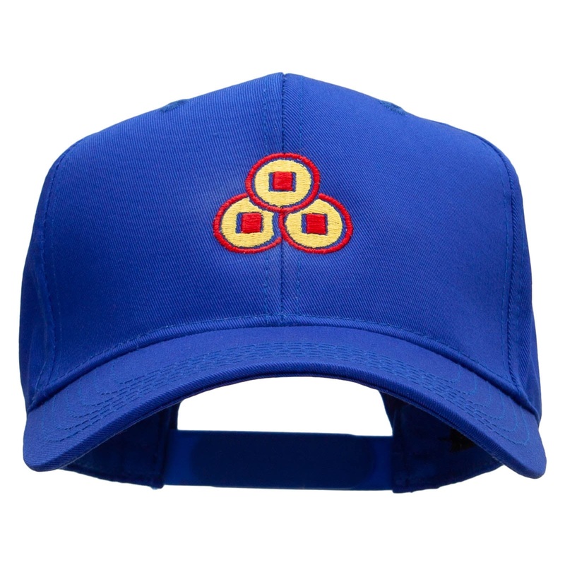 Chinese Coins Embroidered Cotton Twill Pro Style Cap Royal One Size