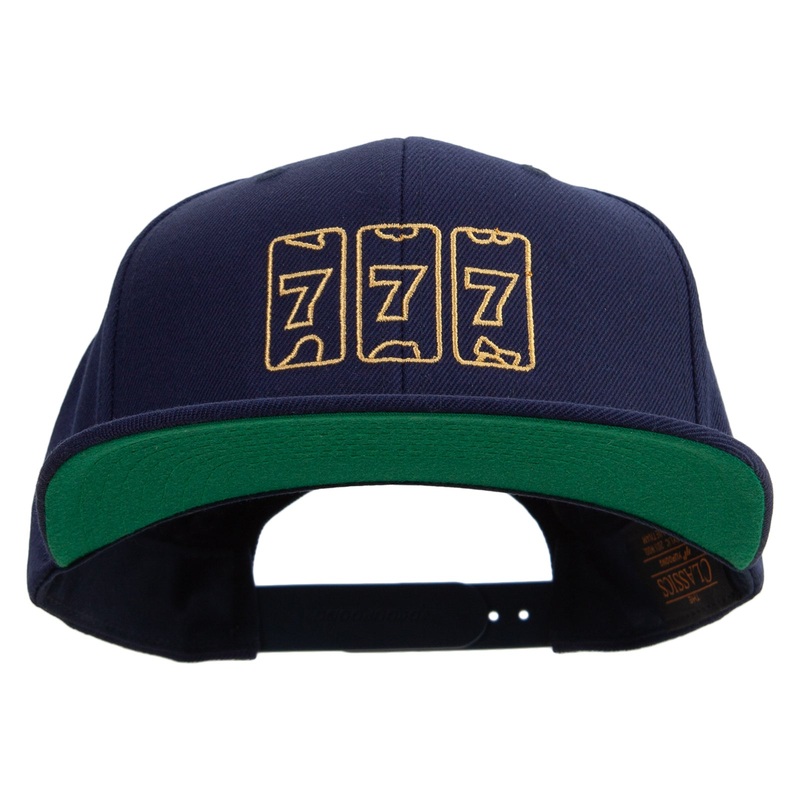 Lucky Seven Slot Machine Embroidered Wool Blend Prostyle Snapback Navy One Size