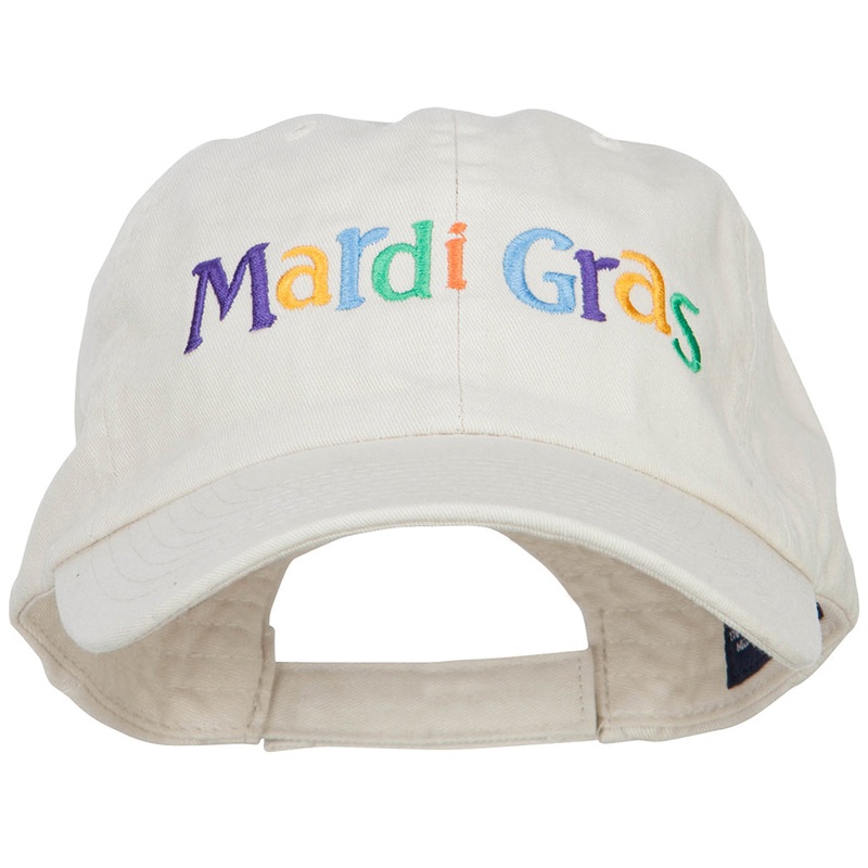 Mardi Gras Letters Embroidered Cotton Cap Putty One Size