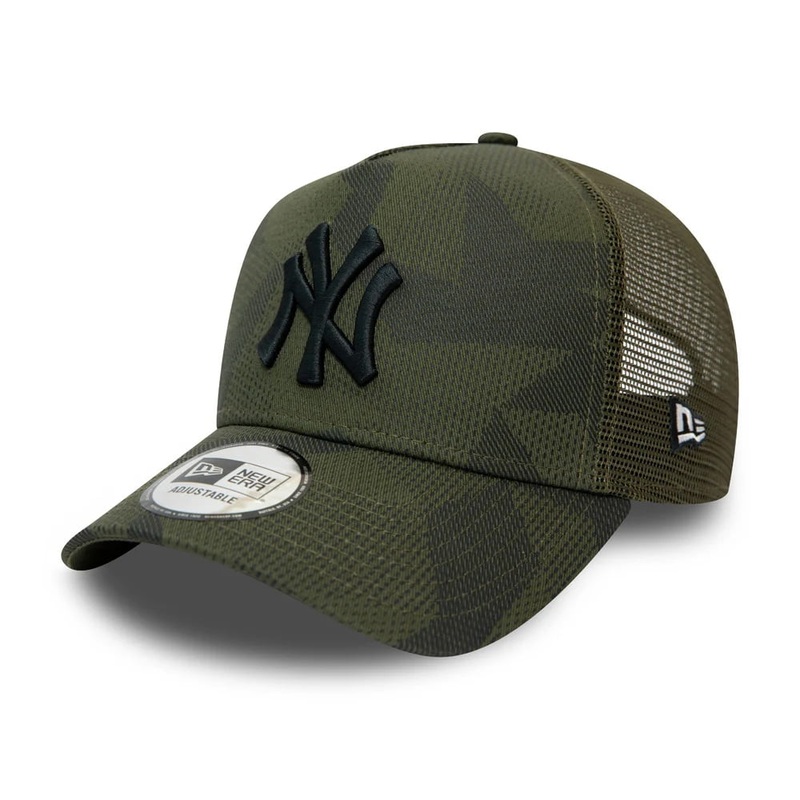New Era 9FORTY New York Yankees A-Frame Trucker Cap – MLB Multi Camo – Olive Adjustable