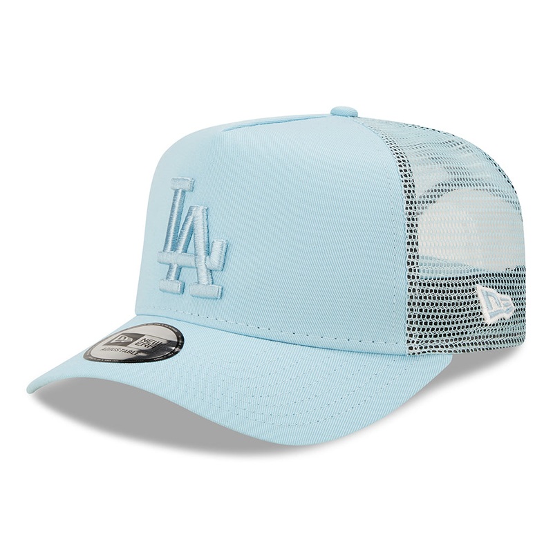 New Era L.A. Dodgers A-Frame Trucker Cap – MLB Tonal Mesh – Light Blue Adjustable