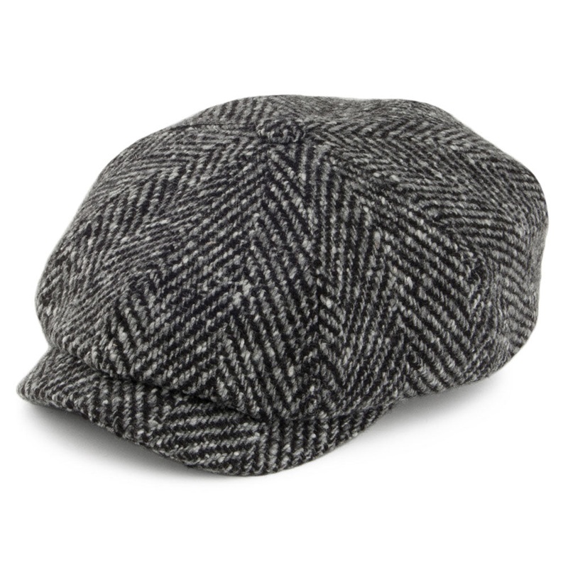 Stetson Hats Hatteras Wool Newsboy Cap – Black-Grey 55