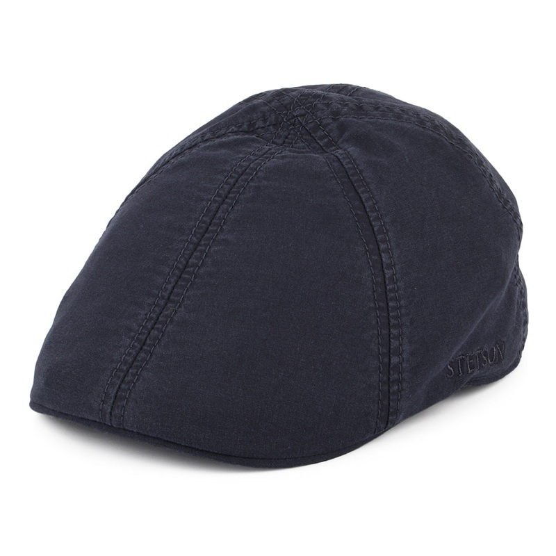 Stetson Hats Washed Organic Cotton Duckbill Flat Cap – Navy Blue 55