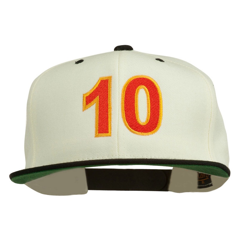 Arial Number 10 Embroidered Classic Two Tone Snap Back Cap Natural Black One Size
