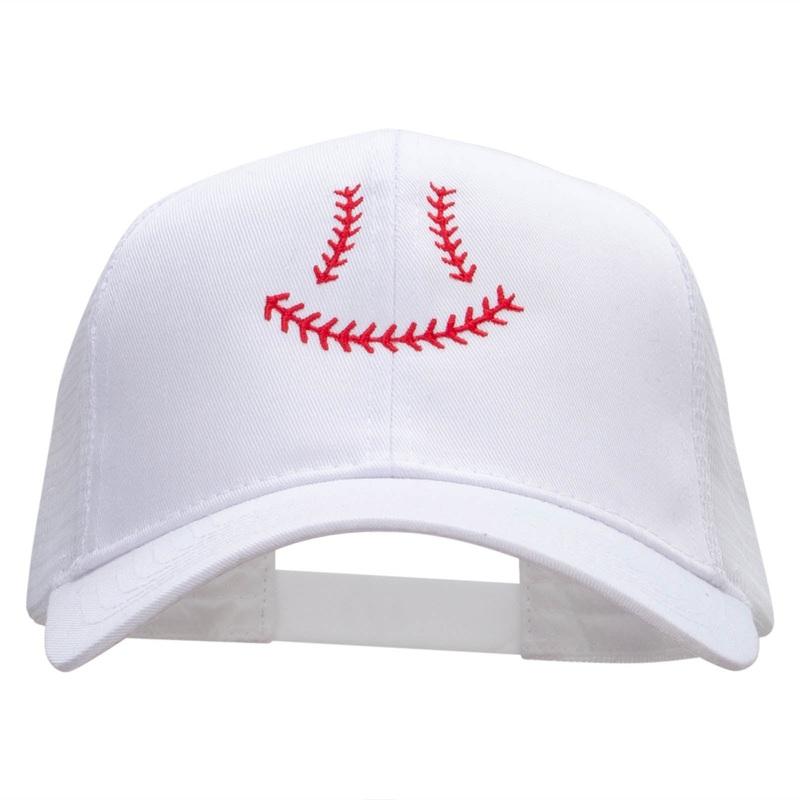 Baseball Smile  Embroidered Solid Cotton Prostyle Twill Mesh Cap White One Size