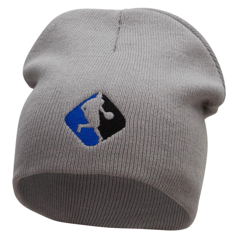 Basketball League Embroidered 8 inch Acrylic Short Blank Beanie Grey One Size