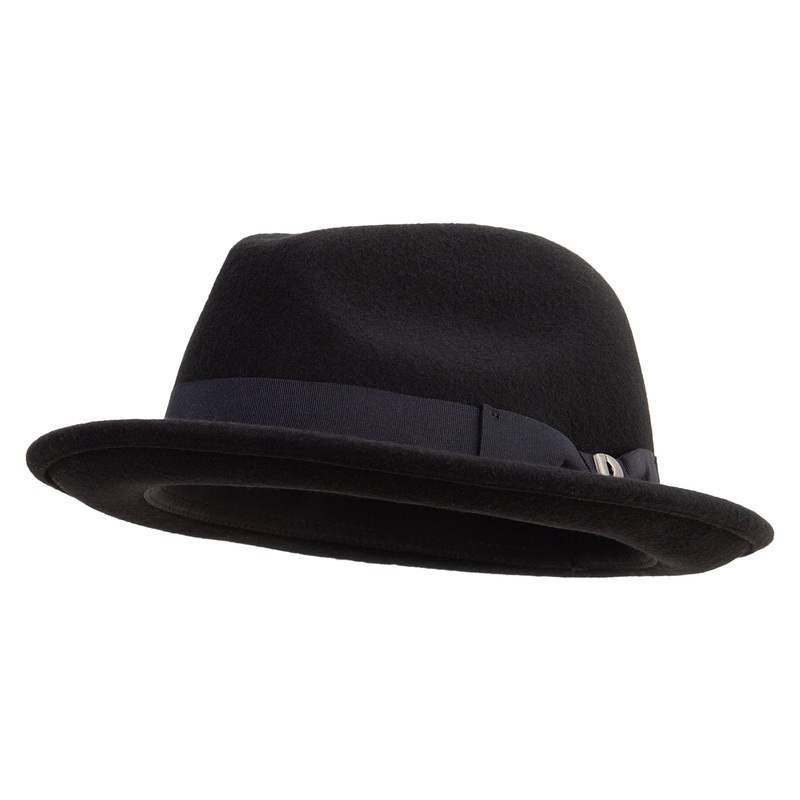 Big Size Wool Felt Upbrim Panama Hat Black XL-2XL