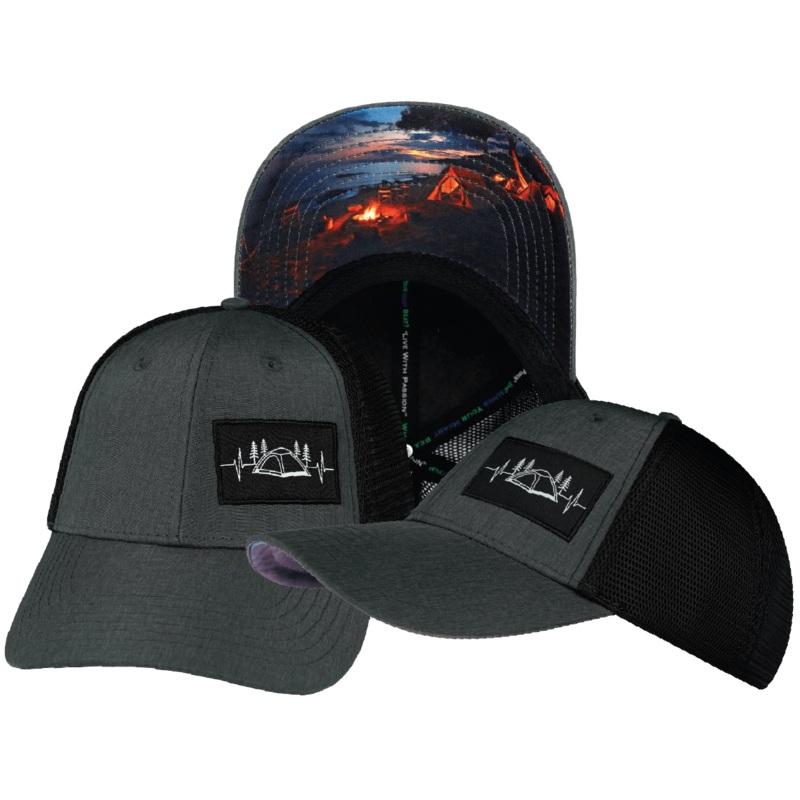 Camping Hat – Low Profile – Slate Gray / Black – Soft Trucker Mesh